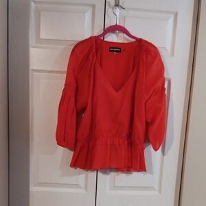 Red V-Neck Blouse